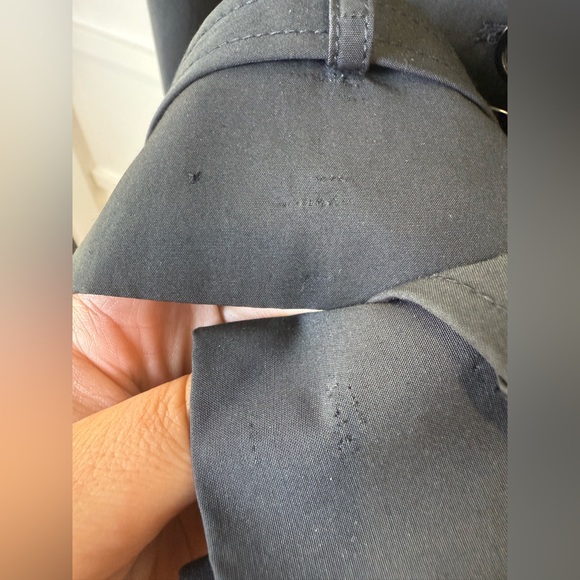 Per Se Black Ruffle Hem Trench Coat Dress Belted Double Breasted Size 6 - Picture 5 of 11